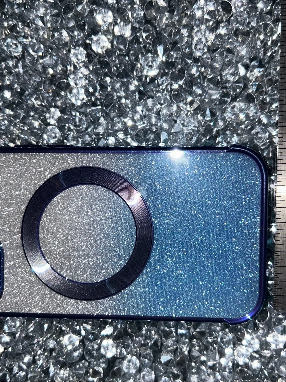 Sparkle Blue Magnetic Camera Ring Phone Case - Unbranded iPhone 15